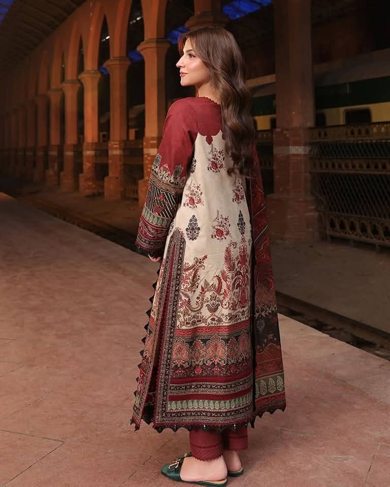 Digital Print Three Piece With Lace Work | Stylish & Comfortable